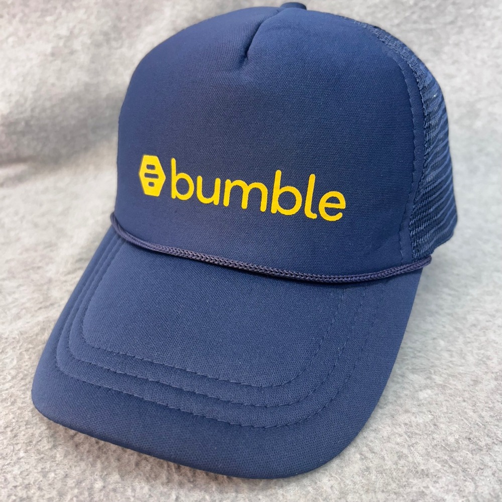 Bumble Logo Unisex Blue Trucker Hat Mesh Snapback OSFM